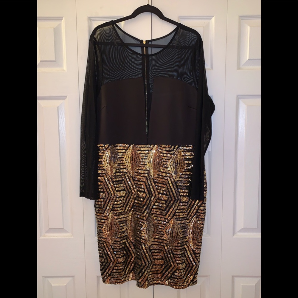 Women’s Black and Gold Plus sized Sequin Dress